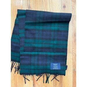 Johnstons Of Elgin Unisex Cashmere Fringe Trim Scarf Blackwatch Size 65X10"